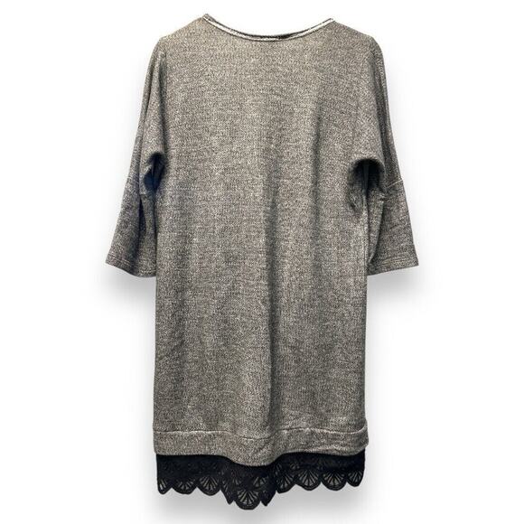 Anthropologie Dolan Fiona Dark Grey Black Lace Hem Tunic Dress Medium - Picture 2 of 11